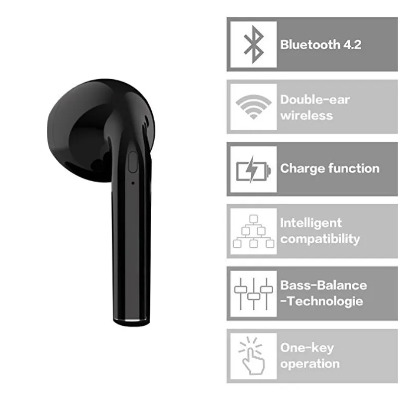 Mini Wireless Bluetooth Headset Sports Music Headphone Receiver Stereo for iPhone 7 8 X Xiaomi Samsung Huawei | Электроника