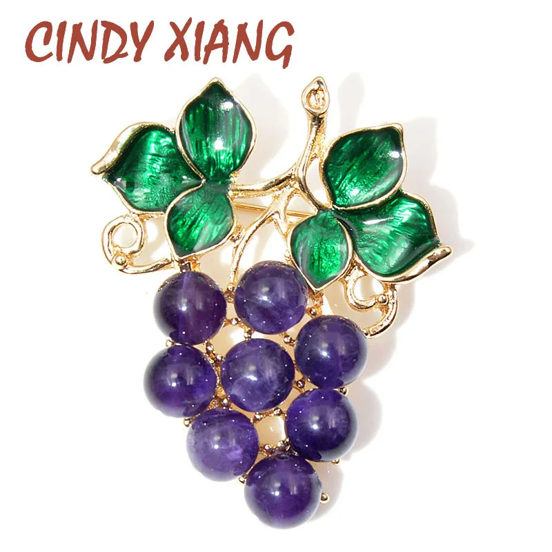 Женская брошь "Виноград" CINDY XIANG, яркое украшение с эмалью фиолетового цвета для пальто, платья, рубашки, милый аксессуар, новое поступление
