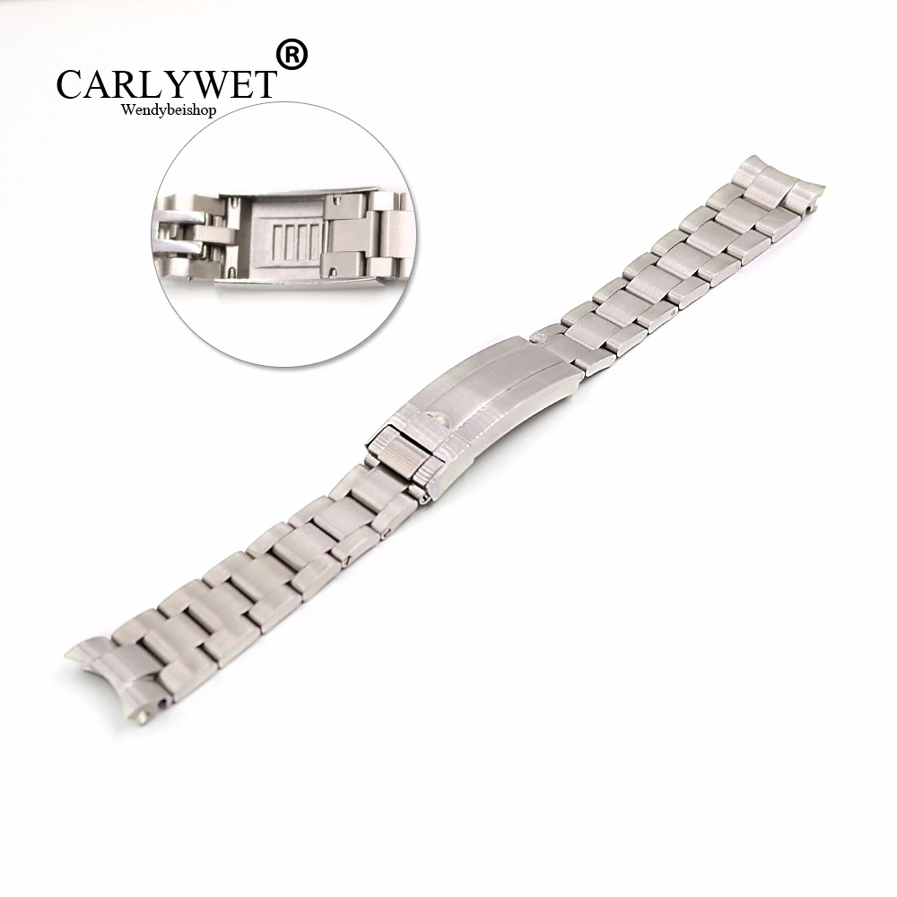 Ремешок для часов CARLYWET 20 мм серебристый из нержавеющей стали с закругленными