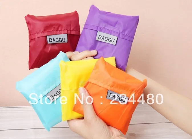 Japan BAGGU square pocket Shopping bag only 15pcs/lot min-order many colors available Eco-friendly reusable folding handle Bag | Багаж и