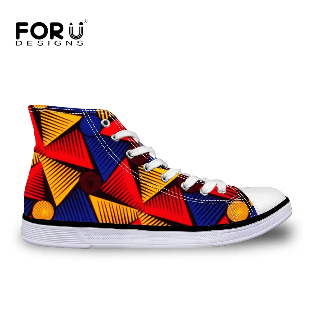 FORUDESIGNS; женская Вулканизированная обувь с принтом в африканском стиле; коллекция года; высокие парусиновые туфли на шнуровке; слипоны; дышащие повседневные женские кроссовки на плоской подошве - Цвет: T0438AK
