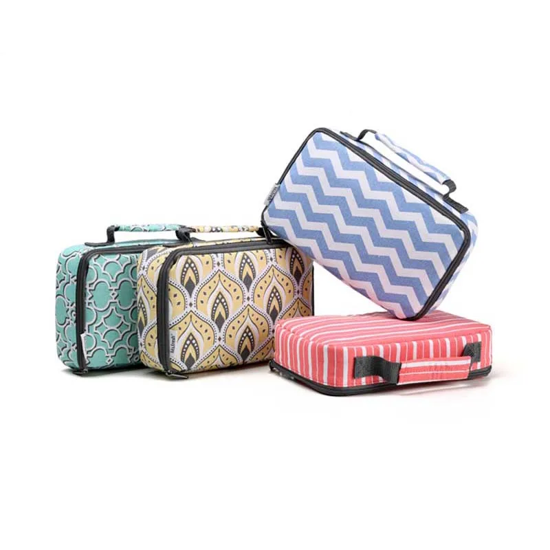 2.5L stylish printing canvas lunch bag portable small cooler ice pack thermal picnic box meal drink fruit insulated cool | Багаж и сумки