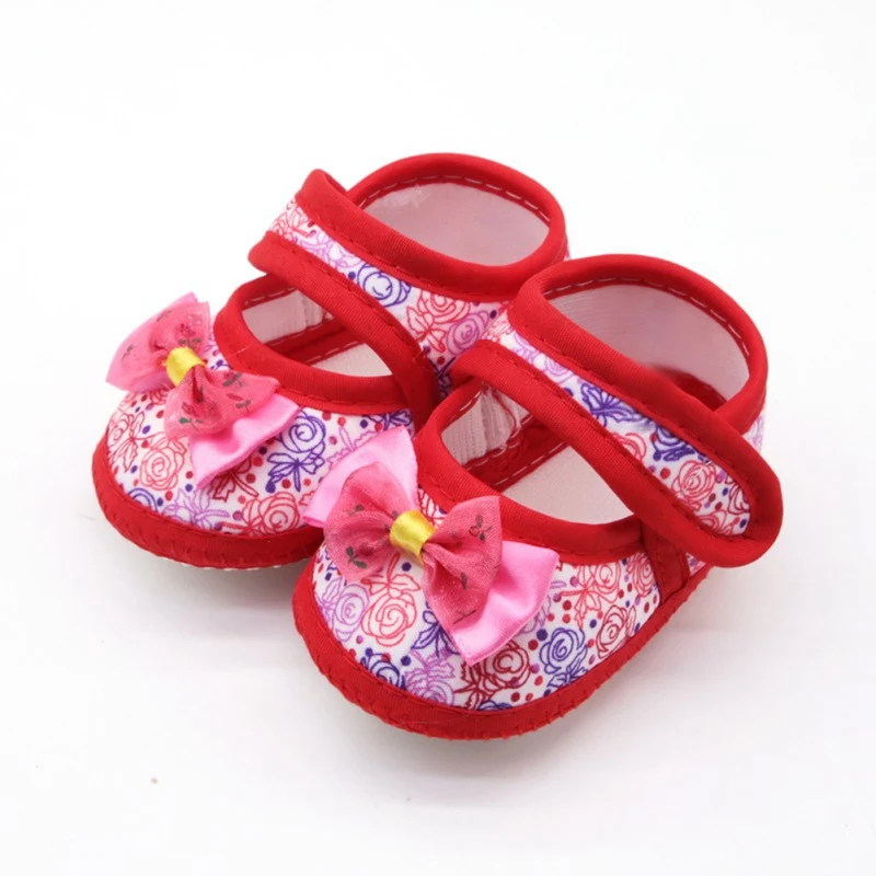 

Baby Girl Shoes Breathable Anti-Slip Floral Bow Princess Shoes Casual Sneakers Toddler Soft Soled First Walkers