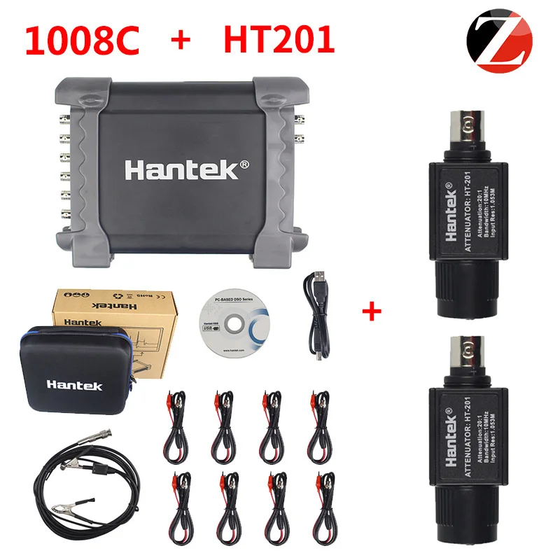 1008C and old 2HT201 Hantek Осциллограф probbe с пассивным аттенюатором HT201 1008C автомобильный ПК хранения USB 8 каналов программируемый генератор - Цвет: 1008C and old 2HT201