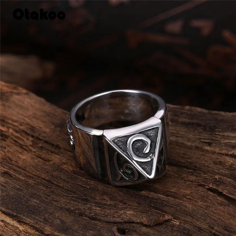 Otakoo Punk Fashion Style Antique Retro Male Jewelry Viking Ring Female Black Amulet Vintage Norse Rune Rings For Women | Украшения и