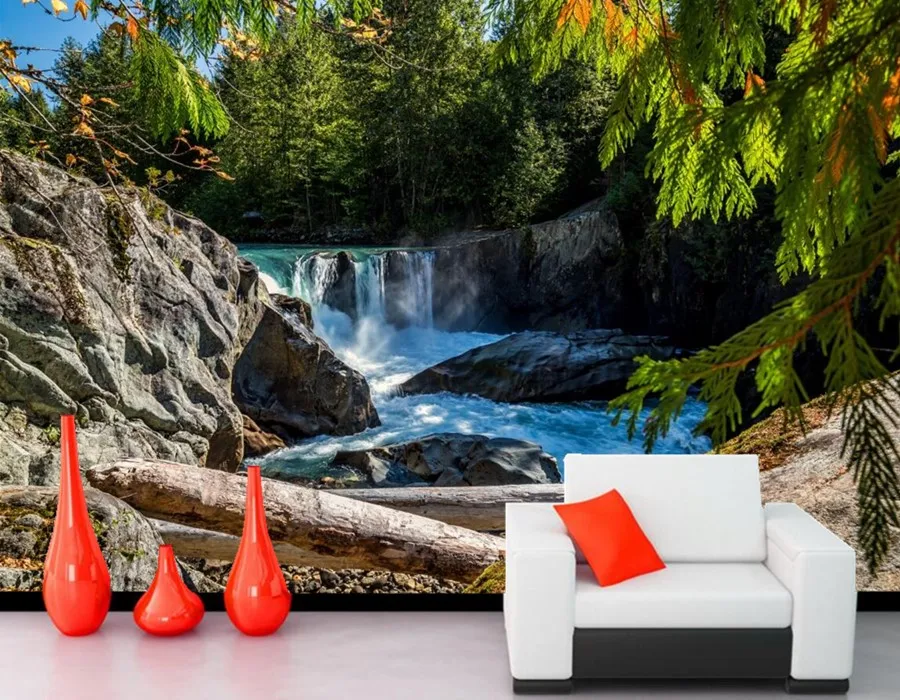 

Canada Rivers Waterfalls Stones Nature wallpaper,living room sofa TV wall bedroom 3d wall mural wallpaper papel de parede