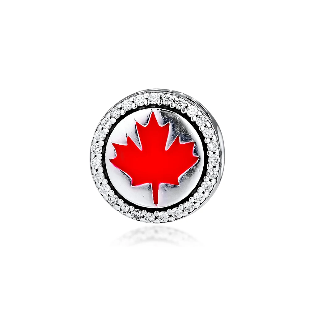 

Canada Red Maple Leaf Marquis Charm 100% 925 Sterling Silver Beads for Women Fits Europe Bracelets DIY Jewelry Making Kralen