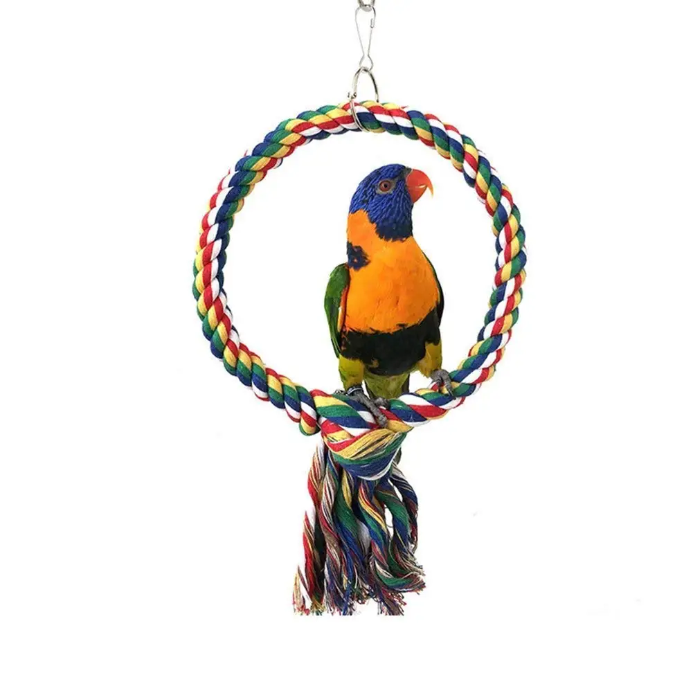 

Птичья качающаяся веревка из хлопка, кольцо из окуня для попугая Budgie Cockatiel Conure Lovebird Finch Canary Cockatoo клетка для попугая Ара подставка