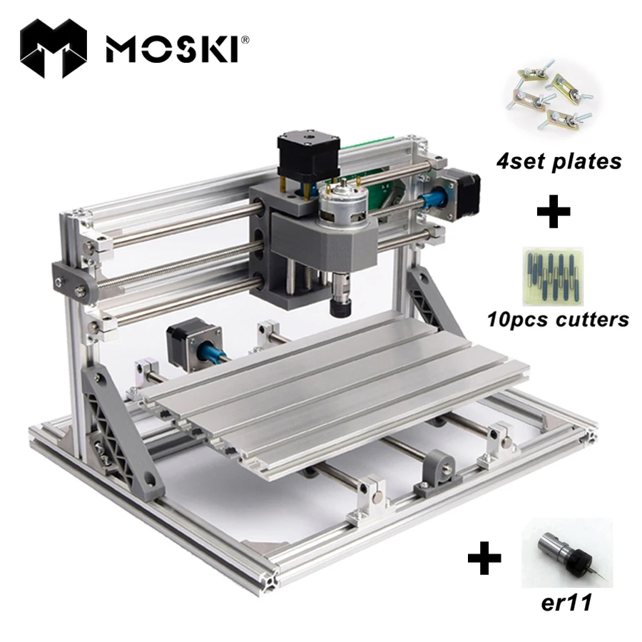 MOSKI ЧПУ 1610 с ER11 гравировальный станок мини pcb фрезерный резьба по дереву cnc1610