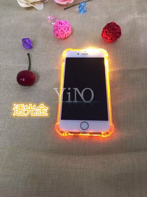 100pcs/lot Luxury Light Flash Silicone Candy Color Case For iPhone 5 5s SE 6 6s Plus 7/7 Capa Coque Fundas |