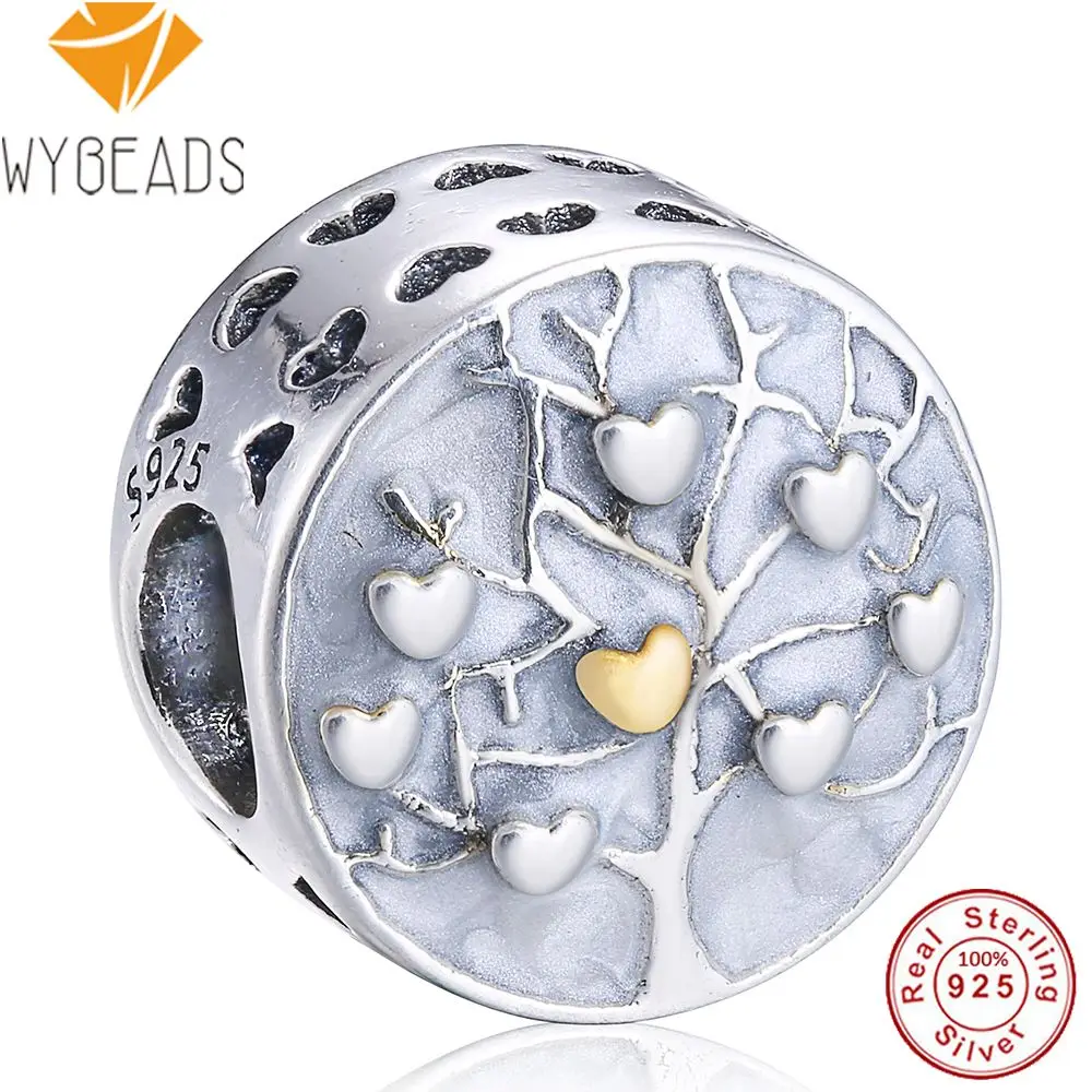 WYBEADS Изысканные стерлингового серебра 925 розовая Магнолия Подвески Смешанная