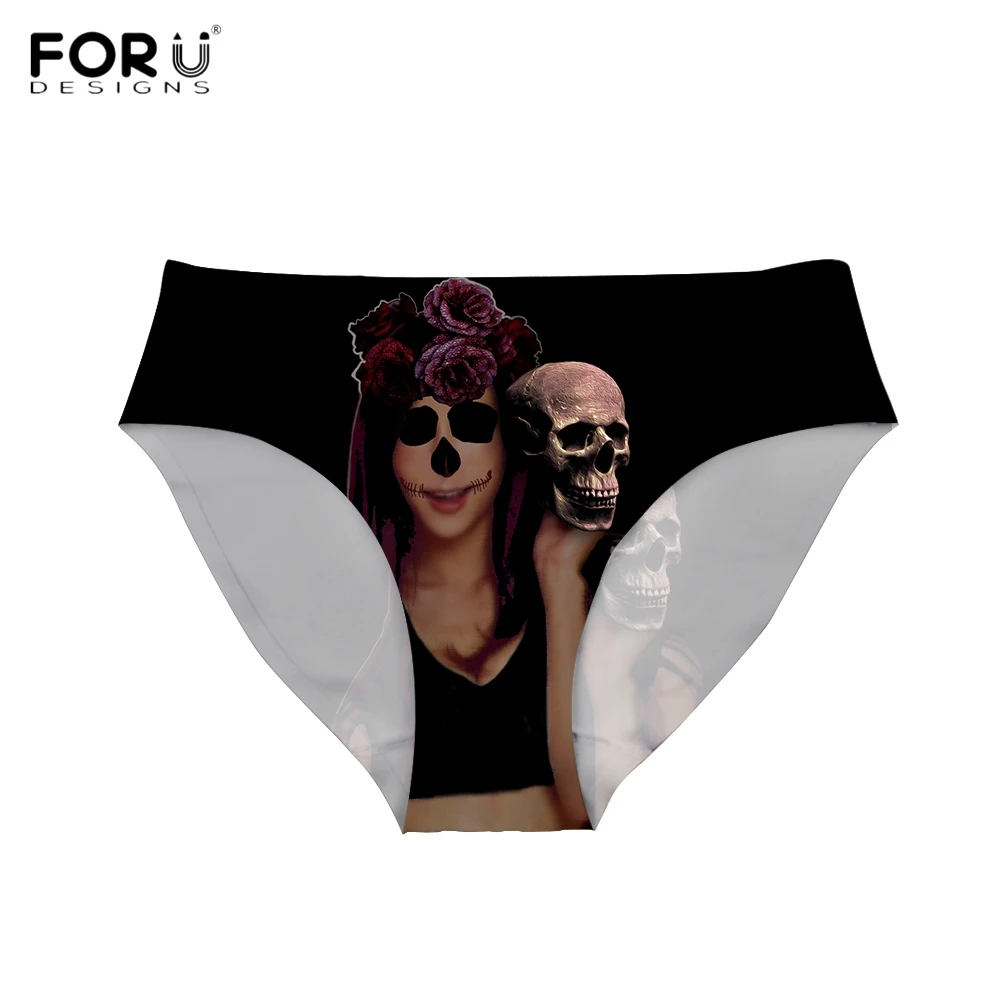 Трусики женские бесшовные в стиле панк с 3D принтом черепа|seamless briefs|traceless pantiesfashion