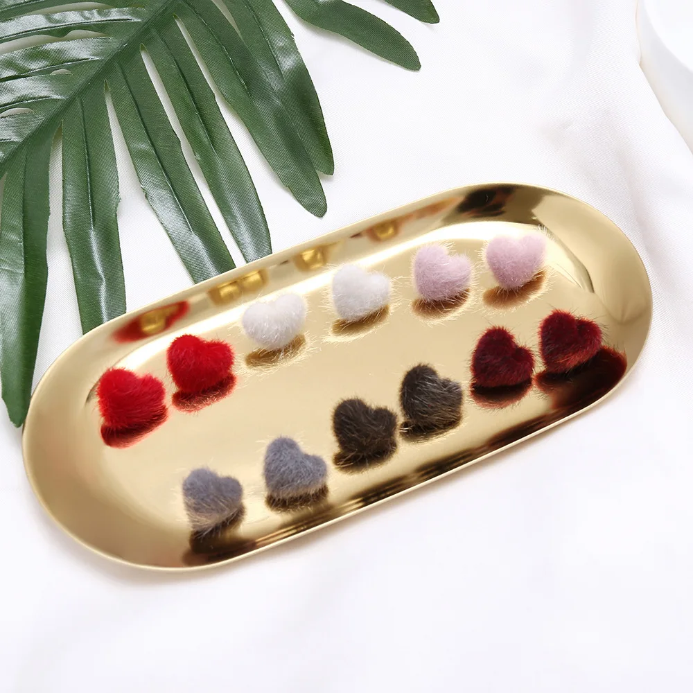 Женские корейские серьги гвоздики с красным сердцем милые модные простые