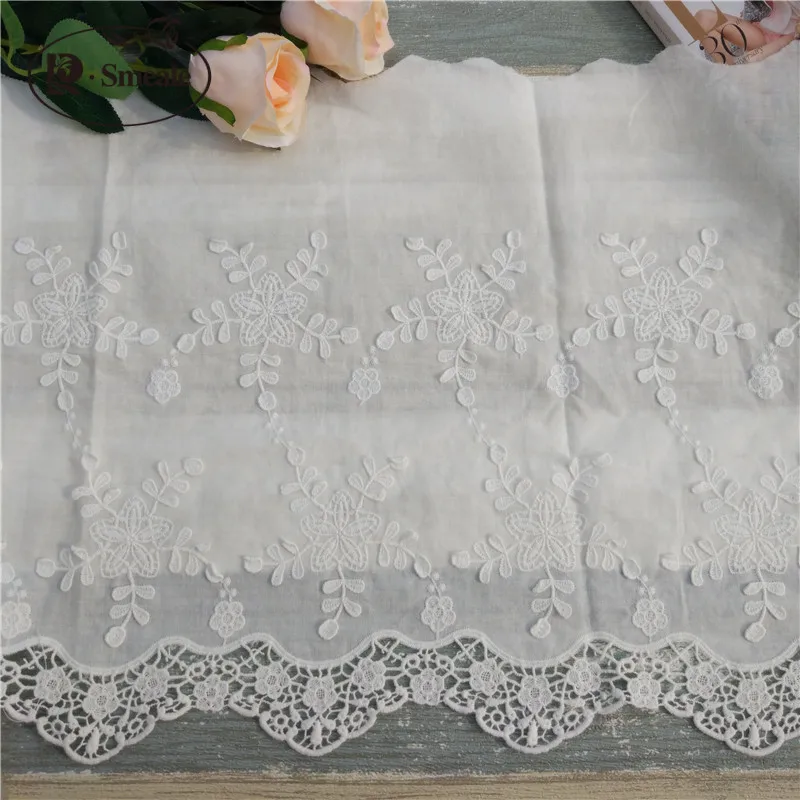 High Quality Water Ice Flower Cotton Cloth Embroidery Lace Skirt Long Fashion Clothing Width 35 Cm RS529 | Дом и сад