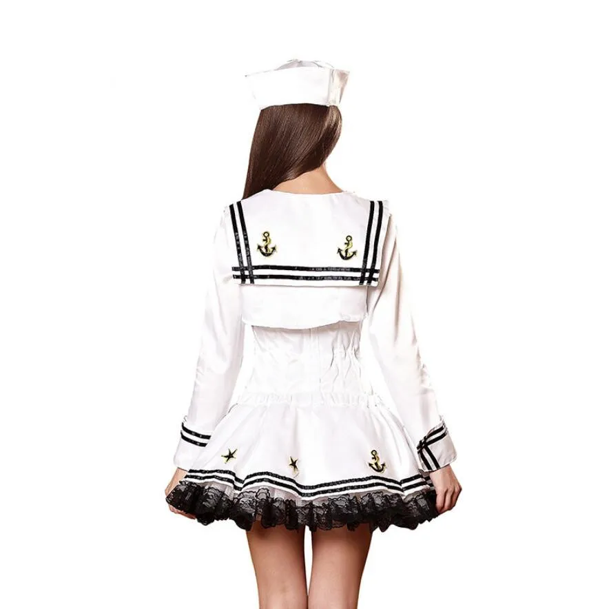 Женский сексуальный белый костюм для матросской горничной униформа взрослых|dress