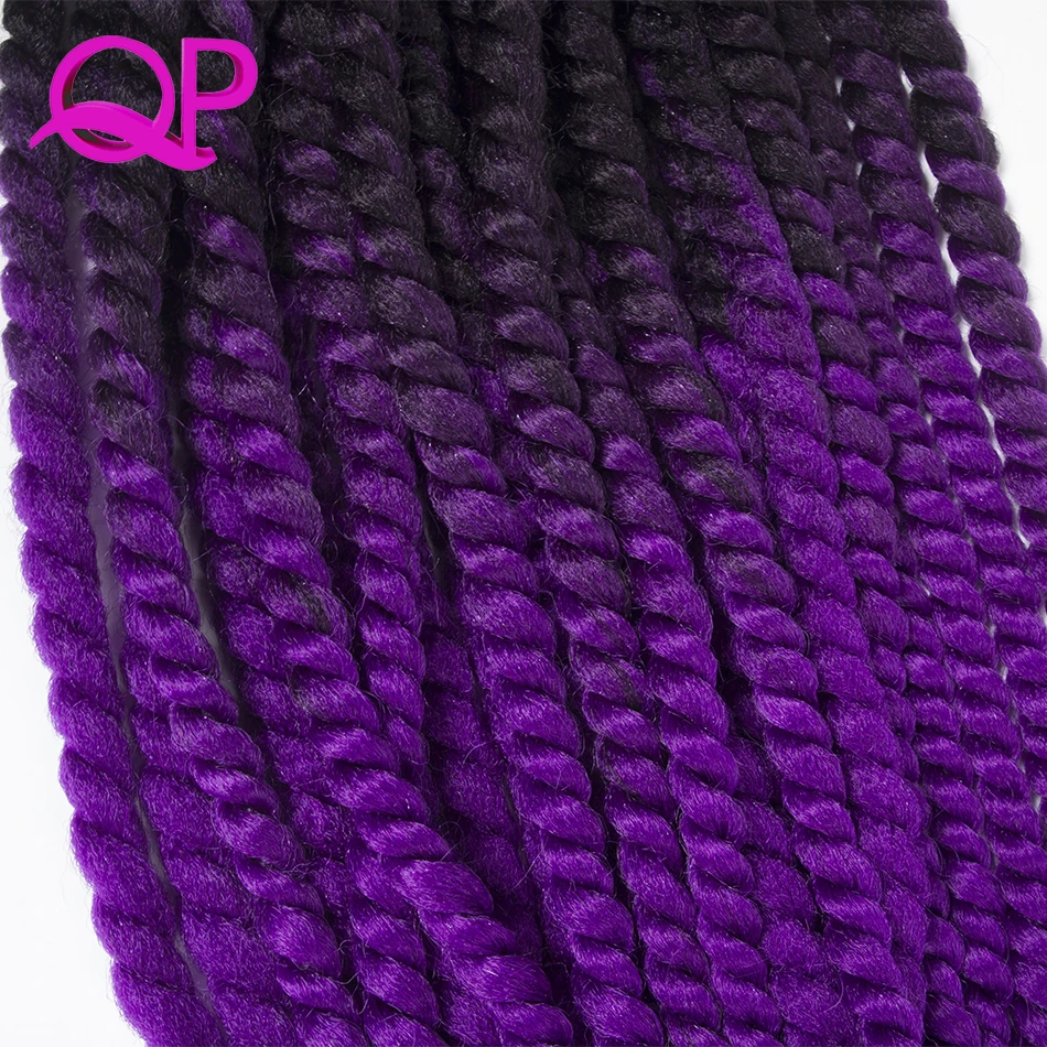 Qphair Ombre Mambo Гавана завивка, плетение волос Вязание Крючком Твист косы синтетический черный блонд седой высокая температура наращивание волос