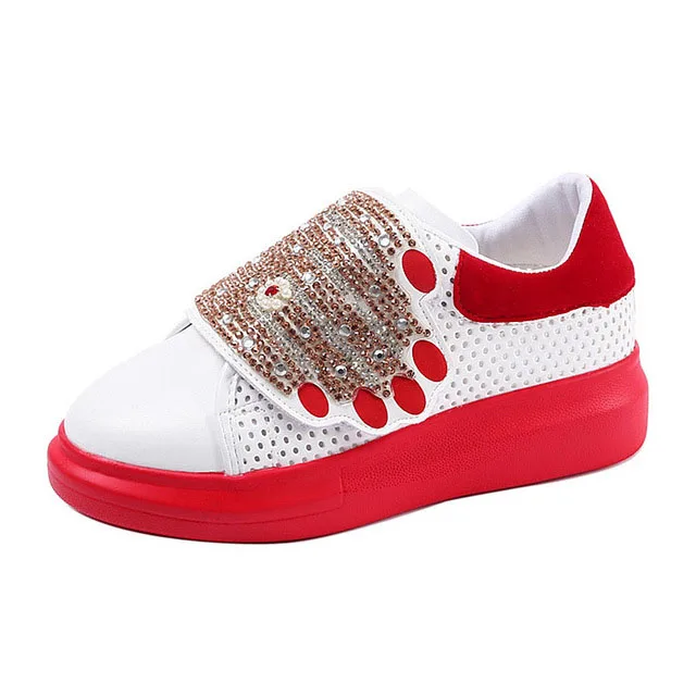 Red Mesh Женские кроссовки; коллекция года; кожаные черные/красные/белые массивные кроссовки для женщин; обувь на платформе; сезон весна-лето; женские кроссовки с блестками - Цвет: Red Mesh