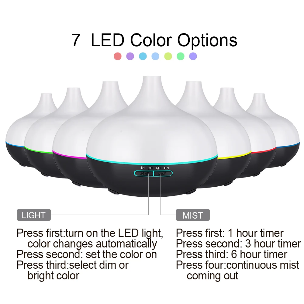 Увлажнитель воздуха KBAYBO с ароматическим диффузором светодиодный 7 цветов 550