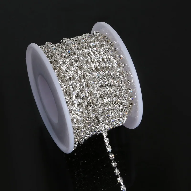 Очаровательная цепочка Стразы с прозрачными кристаллами SS6 SS10 SS12