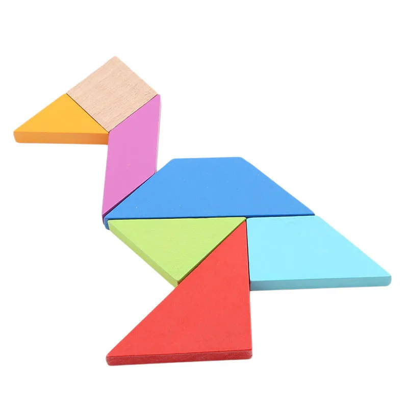 Деревянная головоломка Tangram из 7 частей красочная квадратная для детей | Игрушки и