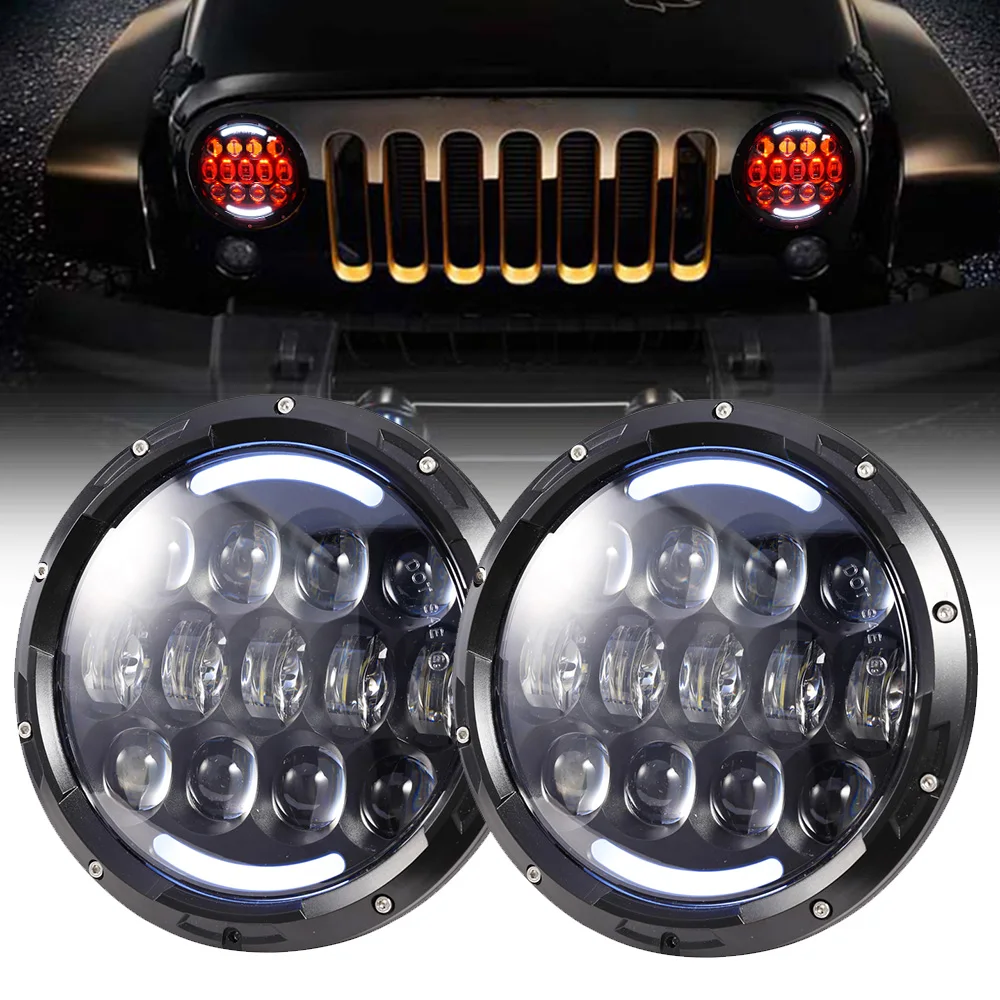 105 Вт RGB 7 дюймов светодиодный головной светильник H4 Hi/короче спереди и длиннее сзади) пучок Ангел глаз указатель поворота светильник с Белый DRL для Jeep Wrangler Hummer Land Rover автомобили