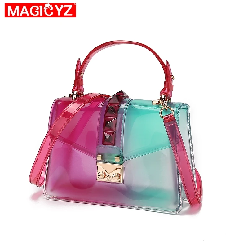 Модные брендовые дизайнерские женские сумки градиентного цвета прозрачная