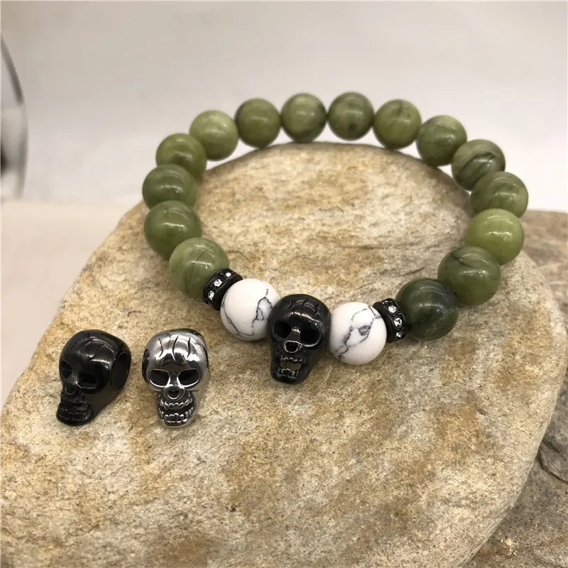 

4.86mm Hole 316l Stainless Steel Skull Beads Charms For Charm Leather Bracelet DIY Jewelry Making Wholesales