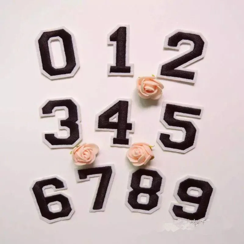 

new arrive 10 pcs Arabic numerals hot melt adhesive applique embroidery patches stripesDIY ornamentation accessory numerals 0~9