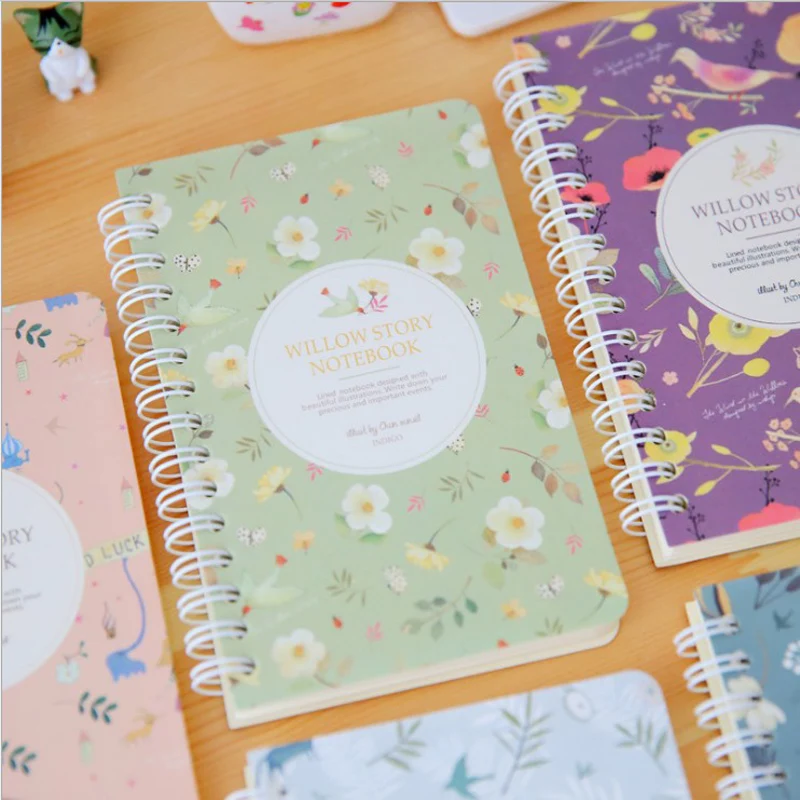3pcs/lot 14 * 9cm 80sheets Creative Fresh &amp Beautiful Pattern Natural Matter Coil Book Page Notebook | Канцтовары для офиса и