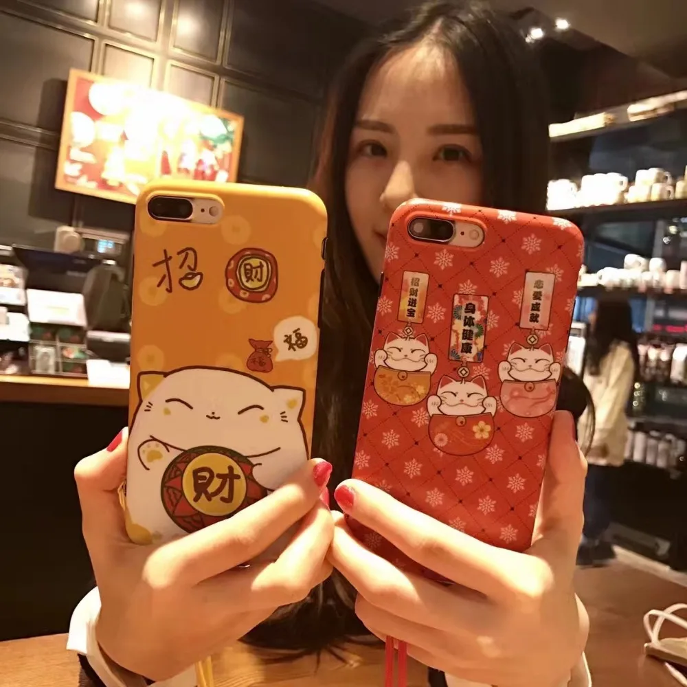 Для apple Iphone 6 s 7 плюс новый Япония Мода мило мультфильм lucky cat обезьяна кукла