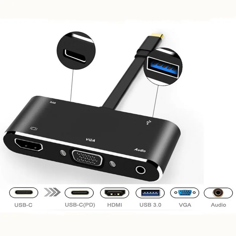 USB-C Type C к HDMI VGA адаптер usb c концентратор кабель Поддержка дисплей одновременно