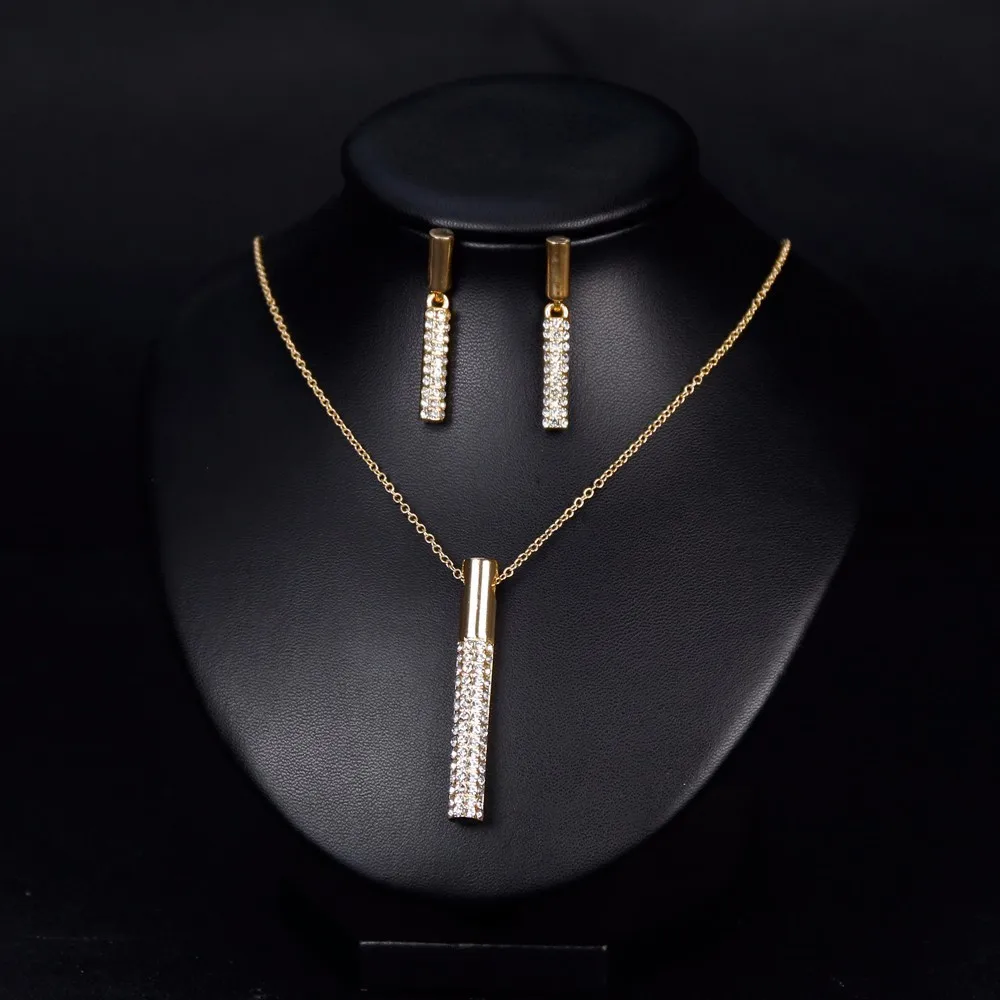 Модные Золотой цилиндрические Геометрия горный хрусталь Цепочки и ожерелья