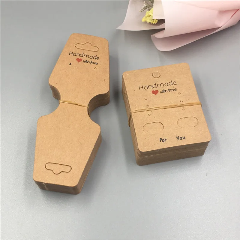 100 шт./лот Kraft бумага DIY цепочки и ожерелья карты упаковка ювелирных изделий для