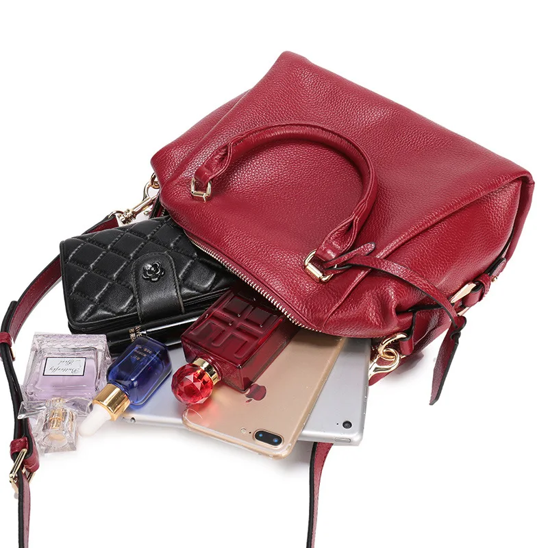 2018 Natural Cowhide Mature Pillow Bag Genuine Leather Women's Handbag for Mom High Quality Shoulder Causal | Багаж и сумки