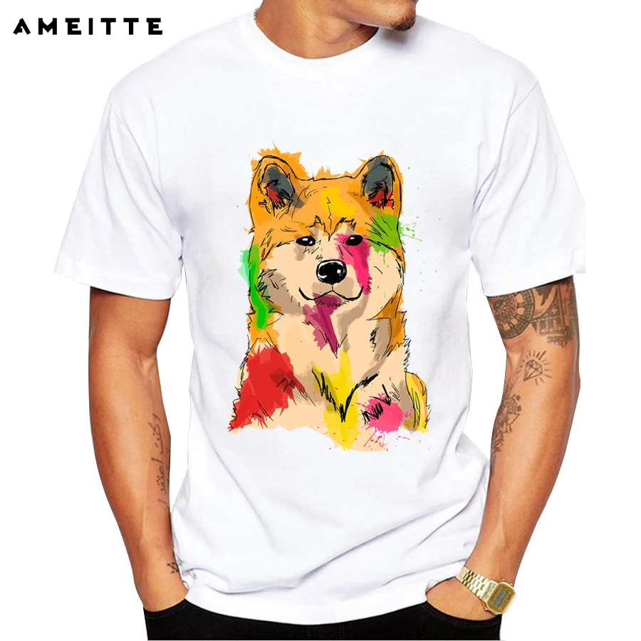 Coloful Dogs Design футболка Летняя мужская Akita Inu/Йоркширский терьер/золотой ретривер/Бульдог Футболка Модные животные топы тройник