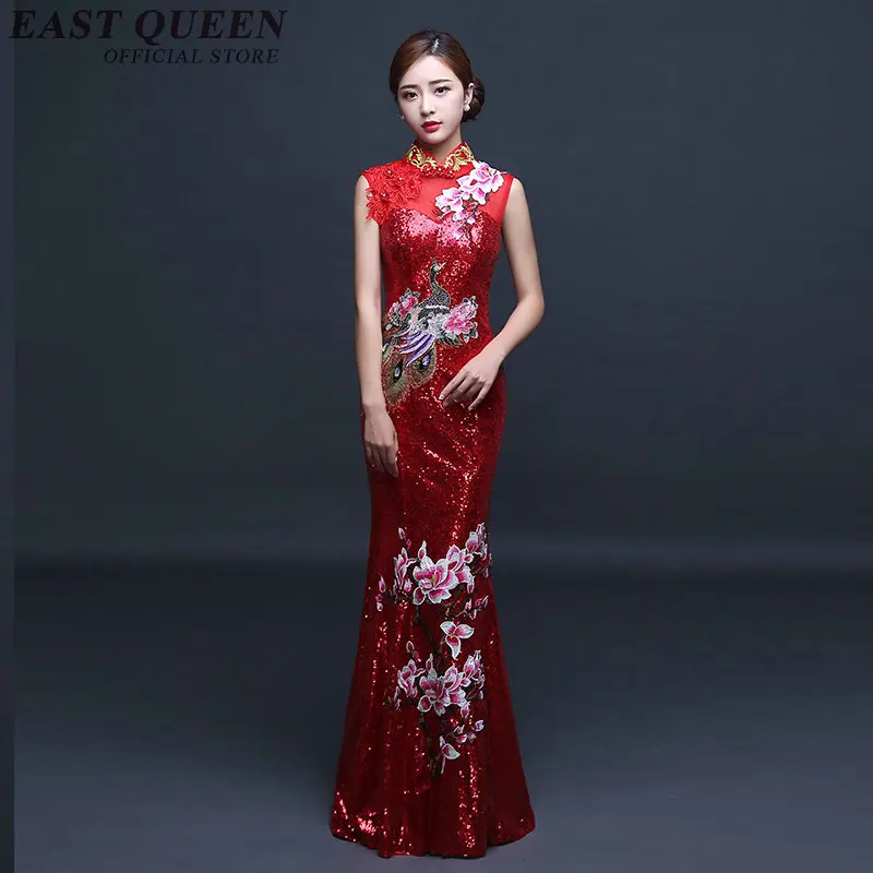 Новое поступление 2018 Восточное вечернее платье без рукавов qipao китайское Русалка