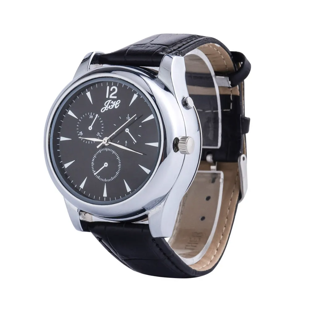 silver black JH338 Cigarette Lighter watch Men USB rechangeable Casual Quartz Watch fashion Arc Flameless Lighter Wristwatches clock JH338 - Цвет: silver black JH338