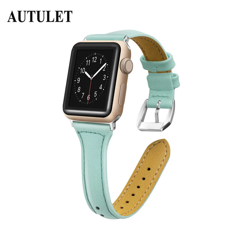 Apple watch браслет ремешок из натуральной мягкой кожи тонкий водонепроницаемый 38 мм