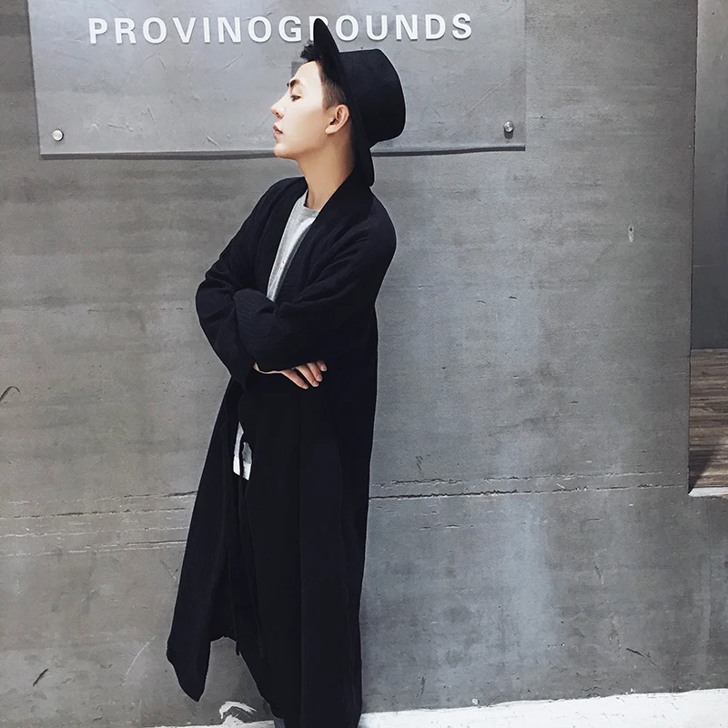 

M-6XL!!! 2018 Spring vintage linen cape cardigan hanfu lacing trench male ultra long paragraph personality cloak outerwear