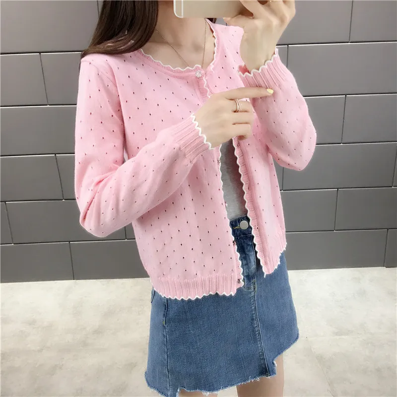 OHCLOTHING короткий дизайн тонкий кардиган женский вырез солнцезащитный Кондиционер рубашка свитер вязаная верхняя одежда небольшой плащ