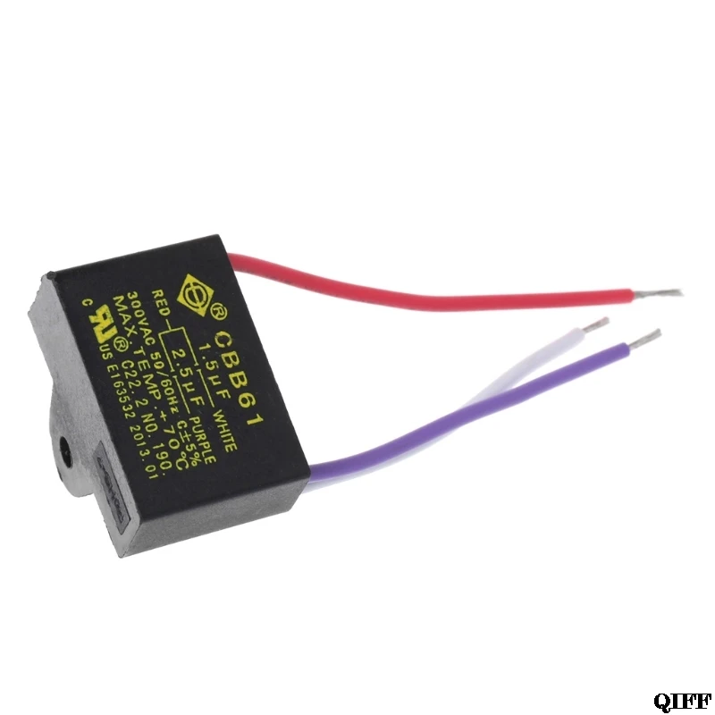 Прямая поставка и оптовая продажа черный CBB61 1 5 мкФ + 2 3 провода AC 250V 50/60Hz