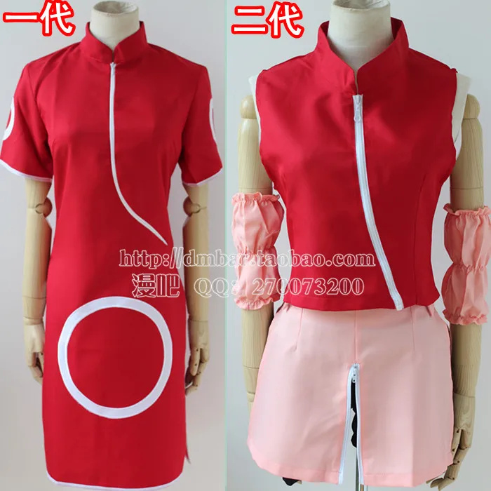 

Athemis Naruto Haruno Sakura Cosplay Costume Red Lady Party Dresses Cheongsam with Orignal Black Headband Gift 2015 Hot Dress