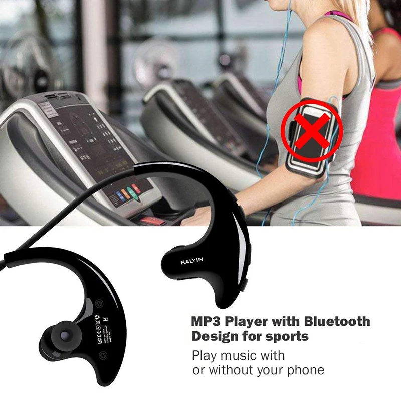 Мини портативный mp3 плеер микрофоны bluetooth наушники с 8 Гб памяти беспроводные
