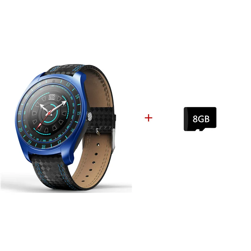 Blue 8GB Смарт-часы для мужчин с камерой Bluetooth Smartwatch Шагомер монитор сердечного ритма sim-карты наручные часы для телефона Android - Color: Blue 8GB