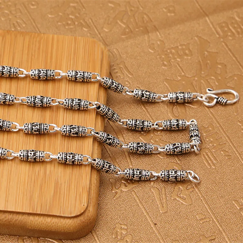 55g 100% 925 Sterling Silver Jewelry Choker Necklace 5MM Chain Men&ampWomen Gift Thai Mantra Charms Long &amp Pendant | Украшения и