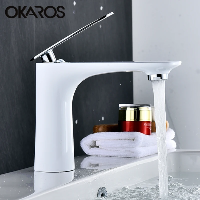 OKAROS белый кран для раковины водопроводный ванной комнаты однотонный черный
