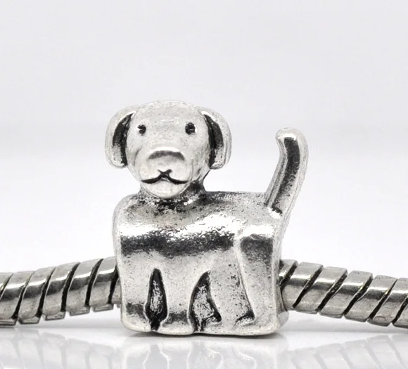 Серебряные украшения doreenbeads Dog/Doggie Charm Beads европейские Шарм 13x12 мм 20 шт.
