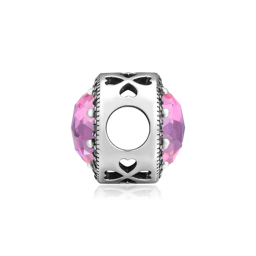 Подходит для браслетов Pandora с подвесками блестящие бусины в форме сердца розы