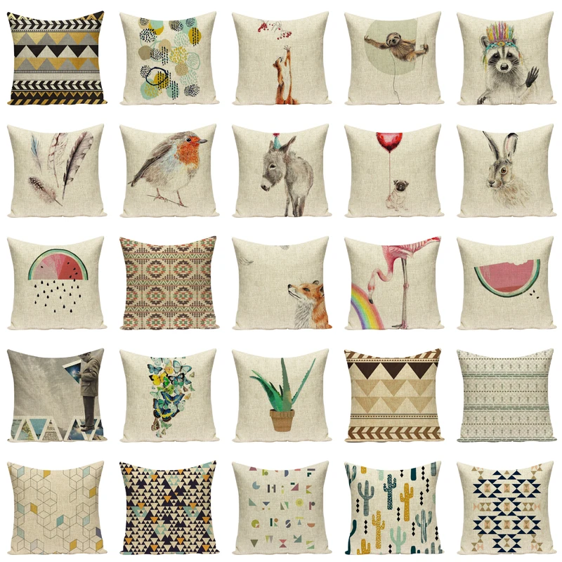 Наволочка для дивана в скандинавском стиле Ослик искусственное цветочное