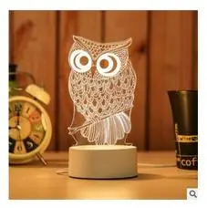 owl 3D светодиодный Настольный светильник Медуза Сова ночной Светильник ABS+ Смола мульти-дизайн лампа для детей спальня подарок Любовь Медведь светильник - Цвет абажура: owl